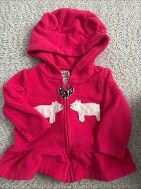 child of mine Bright Pink Polar Bear Hooded Fleece Jacket